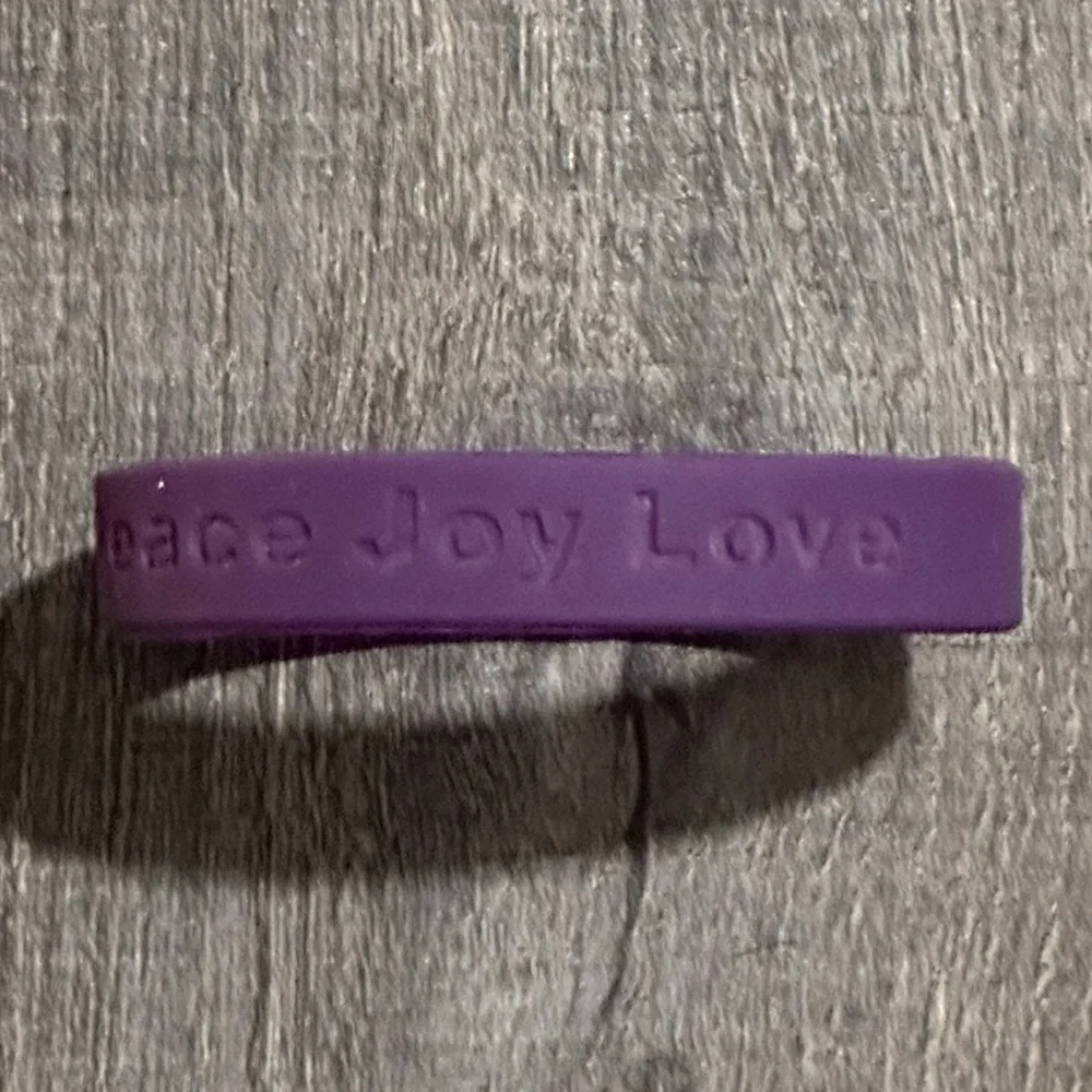 💞 Purple Hope Peace Joy Love Kids Silicone Rubber Bracelet